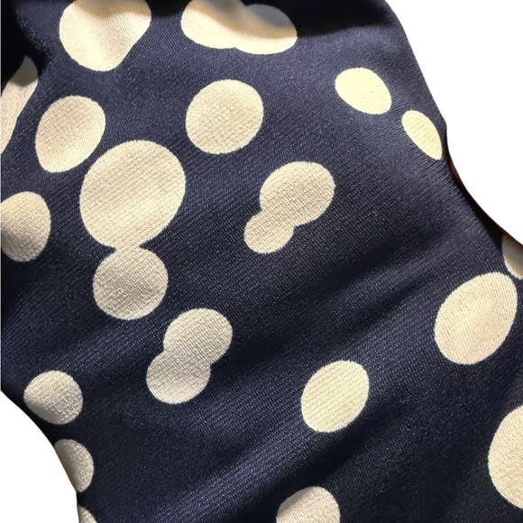 GLAMOUR Navy Polka Dot Midi Dress | Surplice V-Neck | Size Medium - Picture 5 of 9